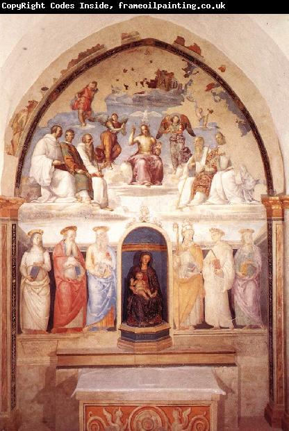 PERUGINO, Pietro Trinity and Six Saints